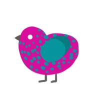 fae flu, a fuchsia and teal chicken with a speckle pattern