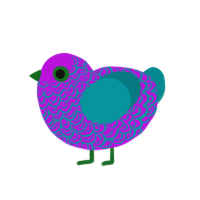 Wist, a amethyst and teal chicken with a double-lace pattern