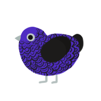 Hect, a indigo and sable chicken with a double-lace pattern