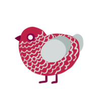 Fungus, a crimson and silver chicken with a lace pattern