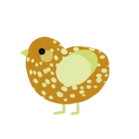 shine moss, a ochre and lemon chicken with a speckle pattern