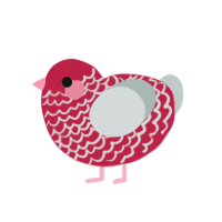 Mush of room, a crimson and silver chicken with a lace pattern