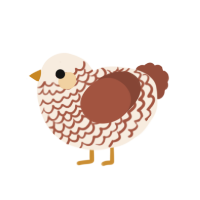 Pending- pie, a cream and russet chicken with a lace pattern