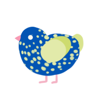 lemon and blues, a ultramarine and lemon chicken with a speckle pattern