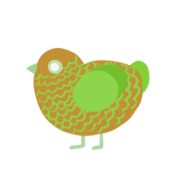 pp, a gold and grass chicken with a lace pattern