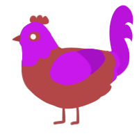 hashtag girl, a red and amethyst chicken with a head pattern