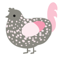 Feather Duster, a ash and rose chicken with a speckle pattern