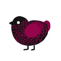 rosette, a black and maroon chicken with a lace pattern