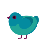 acheri miku baby, a turquoise and sea chicken with a head pattern