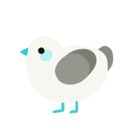 nonphoto blue, a white and ash chicken