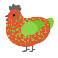 Strawberry Shortcake, a vermilion and grass chicken with a speckle pattern