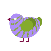 Norovirus, a lilac and chartreuse chicken with a bar pattern