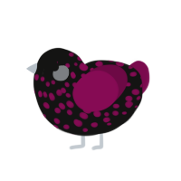 Zagreus, a black and wine chicken with a lace pattern