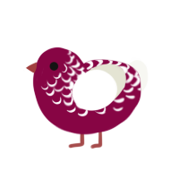 Holly, a maroon and white chicken with a half-lace pattern