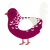 A maroon and white chicken with a half-lace pattern