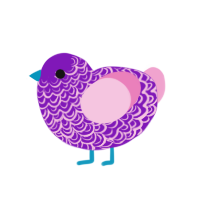 Jesse, a violet and pink chicken with a double-lace pattern