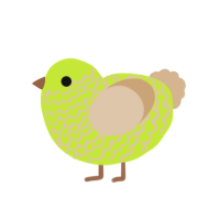 Pistachio, a lime and beige chicken with a lace pattern