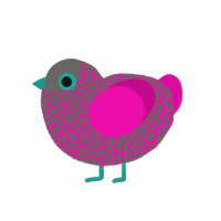 lineage curse g2, a grey and fuchsia chicken with a double-lace pattern