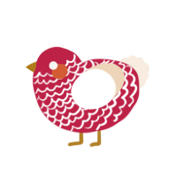 Red Maple Leaf, a crimson and cream chicken with a lace pattern