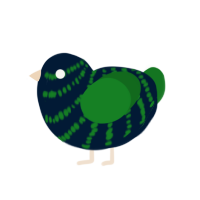 Nightshade, a tumblr and leaf chicken with a bar pattern