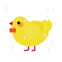 Squeaky, a yellow chicken with a half-lace pattern