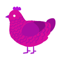 Astaroth, a fuchsia and plum chicken with a lace pattern