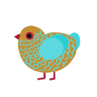 Mrs Blaileen, a gold and aqua chicken with a lace pattern