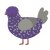 the grapes monster, a overcast and ash chicken with a speckle pattern