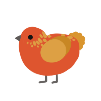 (unnamed), a vermilion and orange chicken with a neck-speckle pattern