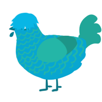 river in lego city, a cerulean and turquoise chicken with a lace pattern