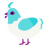 Peed in the Pool, a white and aqua chicken with a head pattern