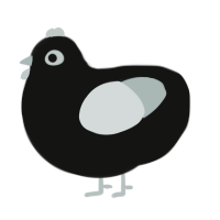 HELP IM NOW CHICKEN, a black and silver chicken