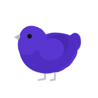 Purgle, a indigo chicken with a head pattern