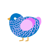 Barb E-Girl, a sapphire and lavender chicken with a lace pattern