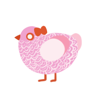 Zizel, a pink and rose chicken with a double-lace pattern