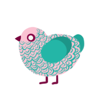 Sweetarts, a rose and turquoise chicken with a double-lace pattern