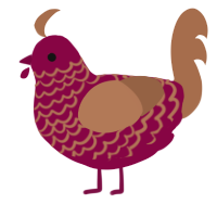 CherryPie, a maroon and brown chicken with a lace pattern