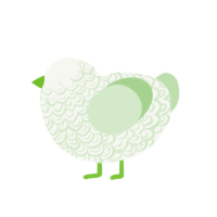 Cantaloupe, a white and gluppy chicken with a double-lace pattern