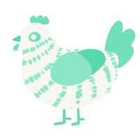 Spearmint, a white and mint chicken with a bar pattern