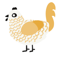 Bayek, a white and honey chicken with a lace pattern