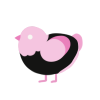 Megurine Luka, a black and pink chicken with a head pattern