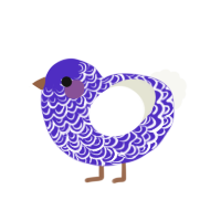 Ultra Violet, a indigo and white chicken with a double-lace pattern