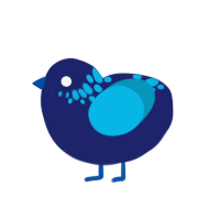 Twin1, a navy and cerulean chicken with a neck-speckle pattern