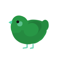 spearmint, a viridian chicken with a head pattern