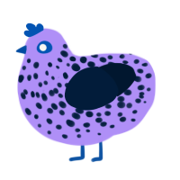 blueberry, a lilac and tumblr chicken with a speckle pattern