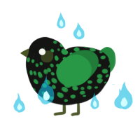 Depths, a black and viridian chicken with a speckle pattern