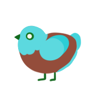 Bootleg Squidward, a russet and aqua chicken with a head pattern