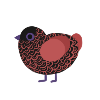 Malice, a sable and red chicken with a double-lace pattern