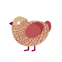 Cherry pie, a beige and red chicken with a lace pattern