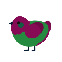 Cheery, a viridian and wine chicken with a head pattern